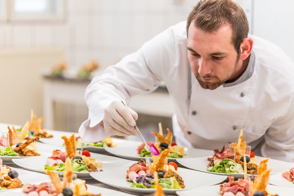 Private chef preparing a luxury in-home dinner
