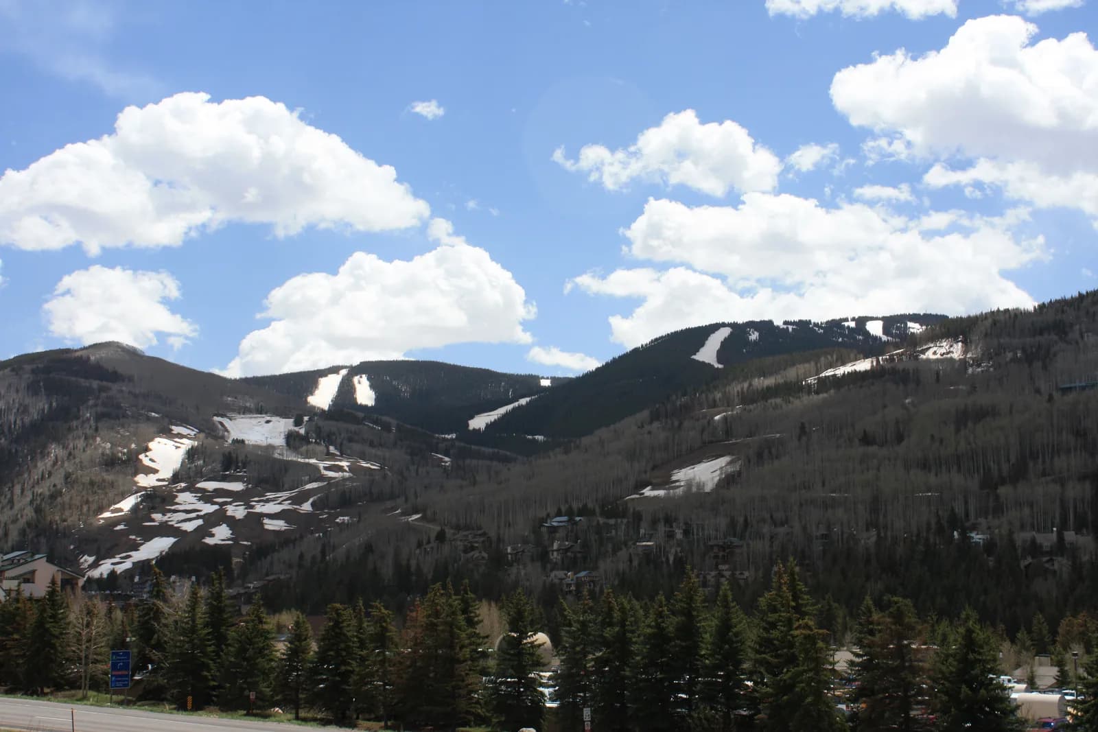 Vail Ski Resort seen from the north frontage road beside Interstate 70
